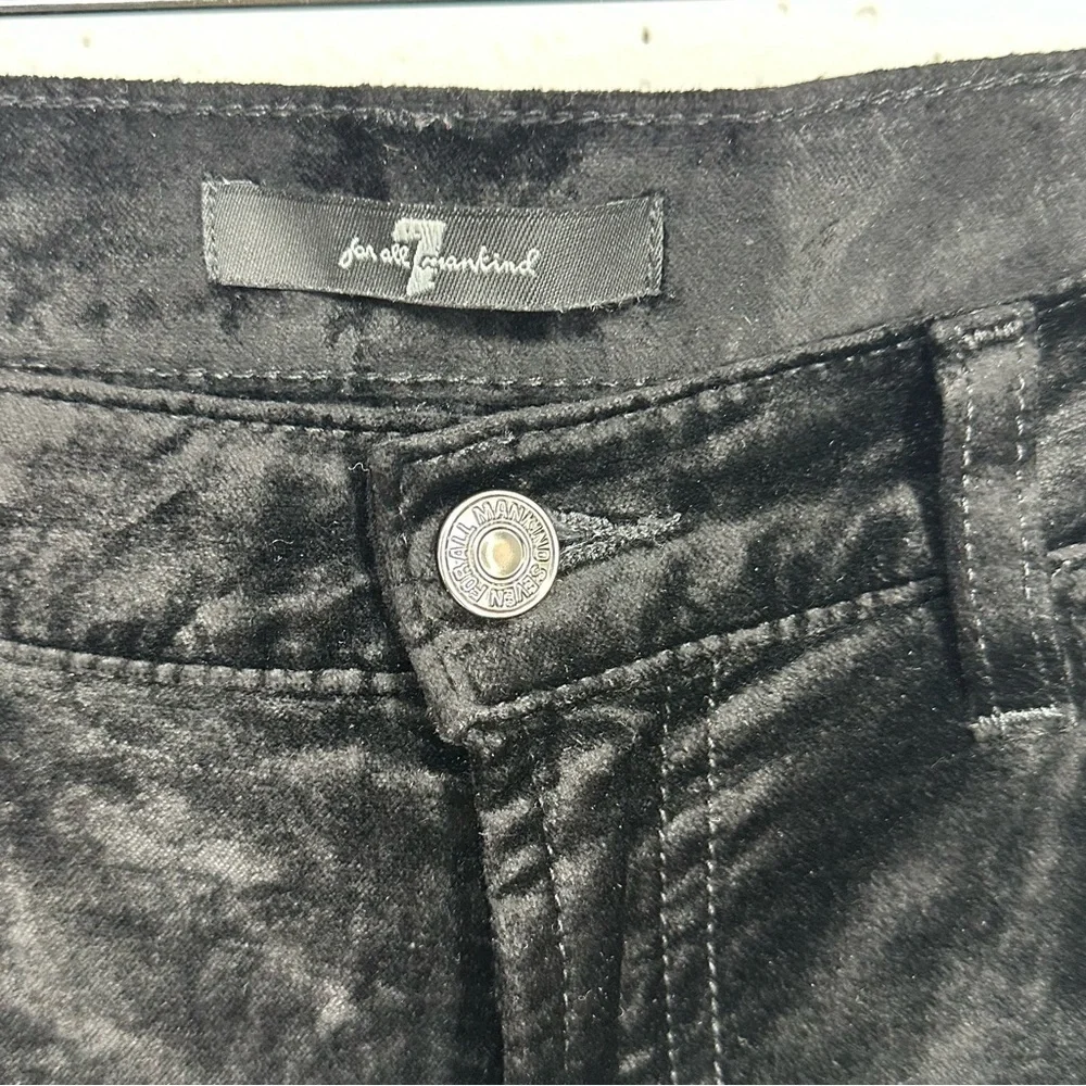 7 for all Mankind Women's Size 28 Black Velvet Skinny Stretch Ankle Jeans